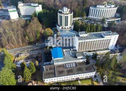 An aerial shot of a landscape in Sovata resort - Romania Stock Photo