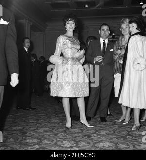 Joan Collins attends the wedding of Jackie Collins and Wallace Austin at Grosvenor House. 13th December 1960. Stock Photo