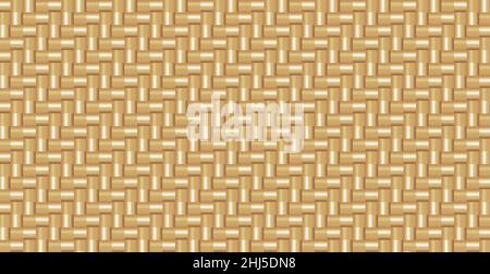 Panoramic golden gradient braided background, repeating elements - Vector illustration Stock Vector