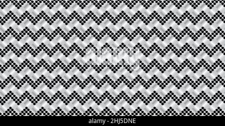 Panoramic silver metal wicker background, repeating perforated elements - Vector illustration Stock Vector