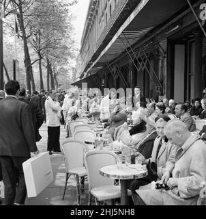 Cafe scenes in central Paris, France. Picture taken 13th May 1960, ahead of the  Big Four  East-West summit on 17th May, which would end in failure due to disagreements over the U2 spy plane which was shot down a couple of weeks earlier. Stock Photo