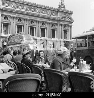 Cafe scenes in central Paris, France. Picture taken 13th May 1960, ahead of the  Big Four  East-West summit on 17th May, which would end in failure due to disagreements over the U2 spy plane which was shot down a couple of weeks earlier. Stock Photo