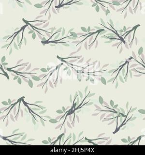 Contoured seamless pattern with navy blue branches ornament and lemon fruit shapes. Grey background. Flat vector print for textile, fabric, giftwrap, Stock Vector