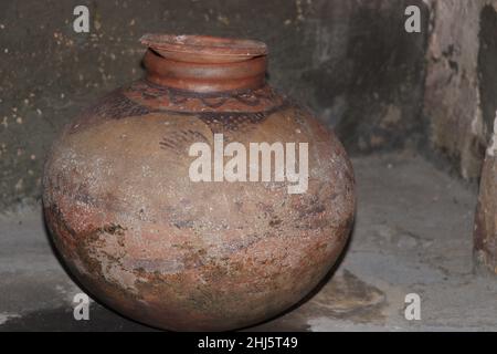 rural water pot,antique water pot. Stock Photo