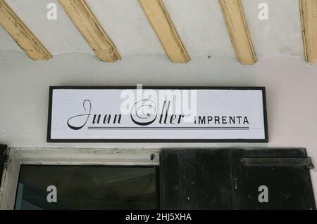 Juan Oller printing house in the old shops in Calaf in the region of Anoia province of Barcelona,Catalonia,Spain Stock Photo