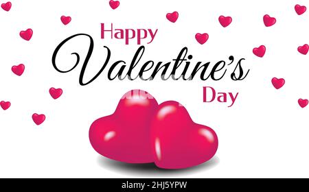 Happy Valentine's Day text with 3d heart icon Stock Vector