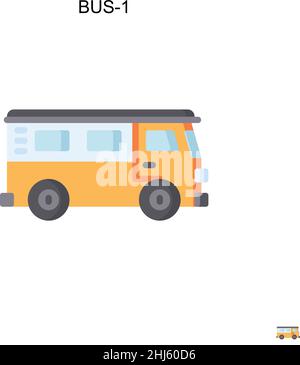 Bus-1 Simple vector icon. Illustration symbol design template for web mobile UI element. Stock Vector