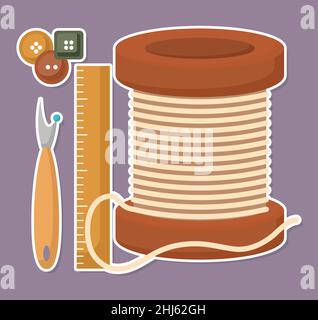 four sewing items Stock Vector