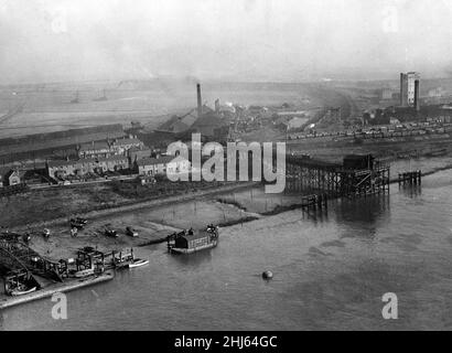 Looking North East over salt works and part of the old Clarence ironworks of the Bell Brothers Ltd, Port Clarence, County Durham. Date unknown. Stock Photo