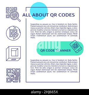 Qr codes information banner template. Poster with QRcode and scanner symbols, with place for text. Vector illustration. Stock Vector