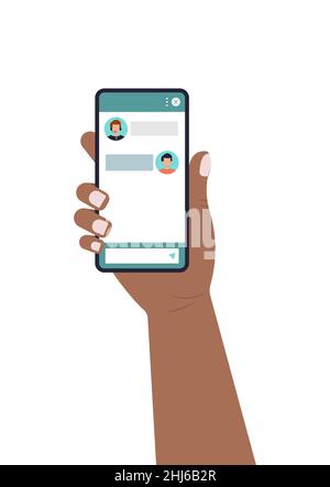 Chat bot dialoge window form on smartphone screen flat design isolated. Stock Vector