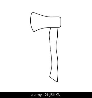 Axe Icon on white backdrop. Outline simple vector illustration. Isolated object. Stock Vector