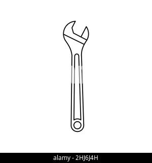 Expanding key icon on white backdrop. Outline simple vector illustration. Isolated object. Stock Vector