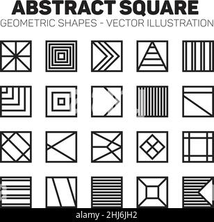 Abstract square geometric shape, vector modern and contemporary design art element for poster, wall art and print collections in a glyph illustration Stock Vector