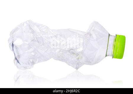 Blank water bottle waste plastic isolated on white background, save clipping path. Stock Photo