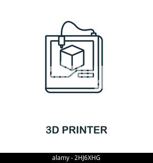 3D Printer icon. Line element from machinery collection. Linear 3D Printer icon sign for web design, infographics and more. Stock Vector