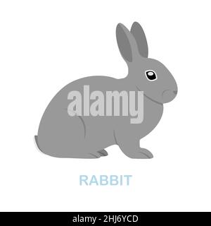 Rabbit flat icon. Colored element sign from wild animals collection. Flat Rabbit icon sign for web design, infographics and more. Stock Vector