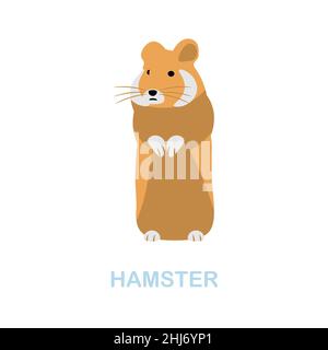 Hamster flat icon. Colored element sign from wild animals collection. Flat Hamster icon sign for web design, infographics and more. Stock Vector