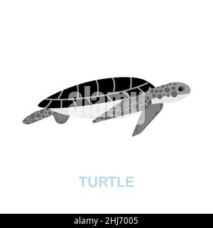 Turtle flat icon. Colored element sign from wild animals collection. Flat Turtle icon sign for web design, infographics and more. Stock Vector