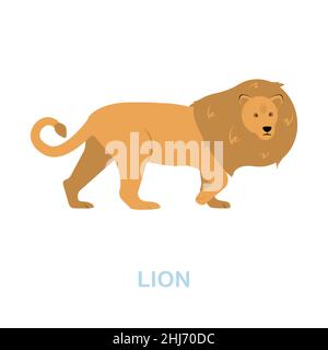 Lion flat icon. Colored element sign from wild animals collection. Flat Lion icon sign for web design, infographics and more. Stock Vector