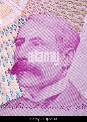 Edward Elgar a portrait from old English money - Pounds Stock Photo
