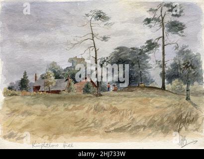 Sydney John Bunney - 1895 Watercolour, Knightlow Hill Coventry. Stock Photo