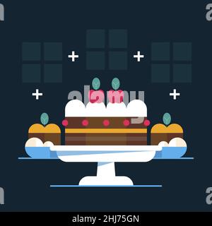 Flat christmas pudding illustration Vector illustration. Stock Vector