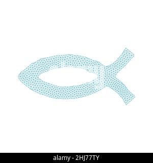 Jesus fish symbol out of connected lines. Fish of believers, christian fish. Stock vector illustration isolated on white background. Stock Vector