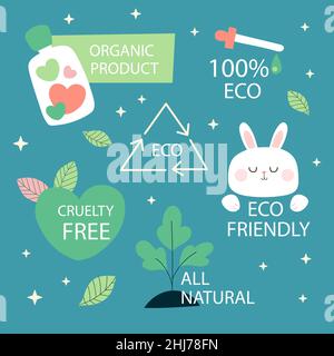 Hand drawn eco friendly label set Vector illustration Stock Vector ...