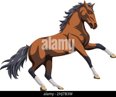 Horse, an image of a galloping horse, a portrait of a horse for a logo in brown Stock Vector