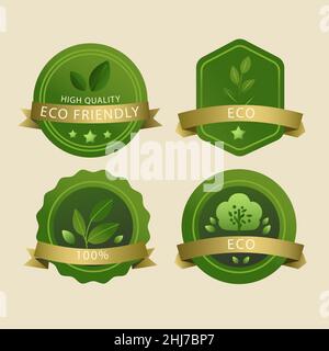 Gradient eco friendly labels Vector illustration Stock Vector Image ...