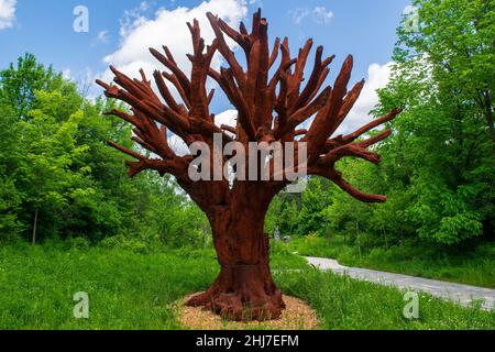 Grand Rapids, MI USA - May 30, 2016: Iron Tree in Frederik Meijer Gardens Park Stock Photo