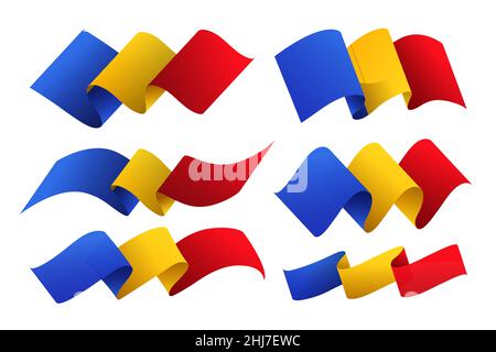 Gradient romanian flags set Vector illustration. Stock Vector