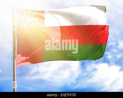 Flagpole with flag of Oman Stock Photo
