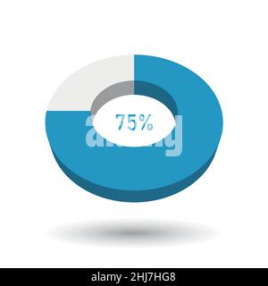 75 percent 3D vector pie chart Stock Vector