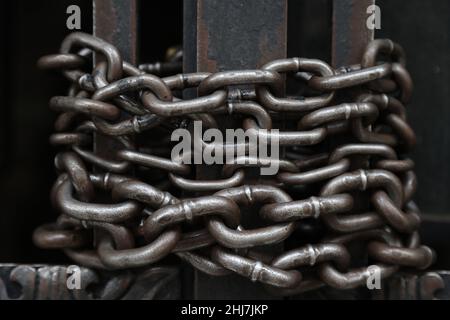 Chain on a door of a house in Santiago, Chile Stock Photo