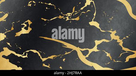 Realistic dark stone panoramic wall texture - Vector illustration Stock Vector