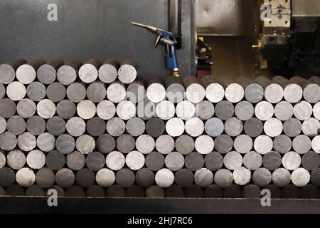 heap of untreated raw steel at the factory Stock Photo