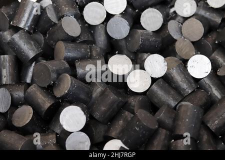 heap of untreated raw steel at the factory Stock Photo