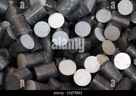 heap of untreated raw steel at the factory Stock Photo