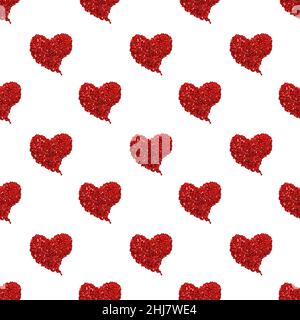 St Valentine's holiday. Red hearts. Seamless pattern with hearts and confetti on a white background.  packaging design. card Stock Photo