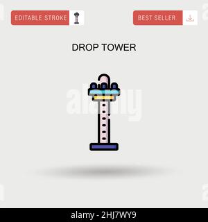 Amusement park drop tower flat vector illustration Stock Vector Image ...