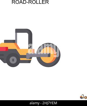 simple road steam roller icon line drawing side view simplified vector ...