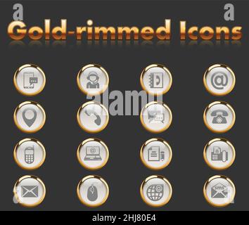 contact us icon set Stock Vector