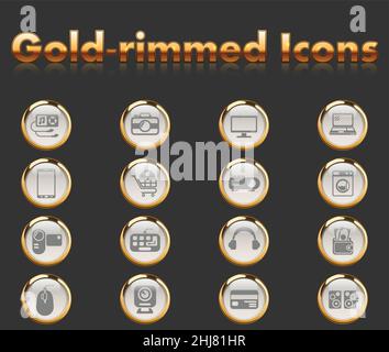 electronics supermarket icon set Stock Vector