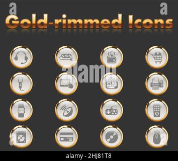 electronics supermarket icon set Stock Vector