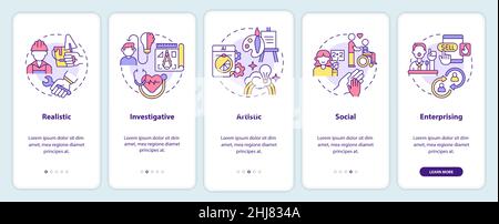 Work environments types onboarding mobile app screen Stock Vector