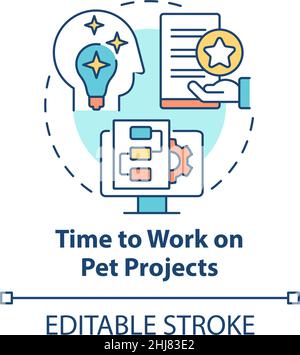 Time to work on pet projects concept icon Stock Vector