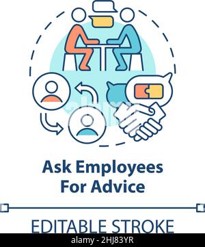 Ask employees for advice concept icon Stock Vector