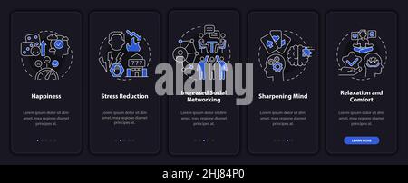 Gambling positive traits night mode onboarding mobile app screen Stock Vector
